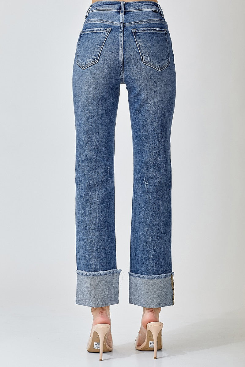 RISEN HR STRAIGHT CUFFED JEAN