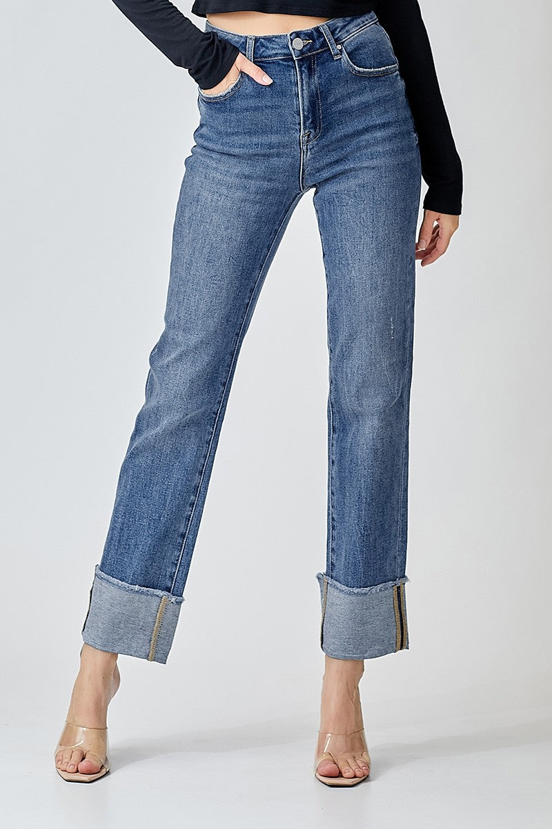 RISEN HR STRAIGHT CUFFED JEAN