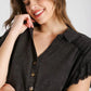 Black Linen Button Down Top