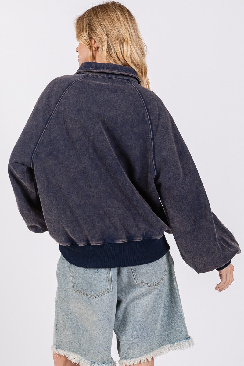 SNAP COLLARED LS BLACK TOP