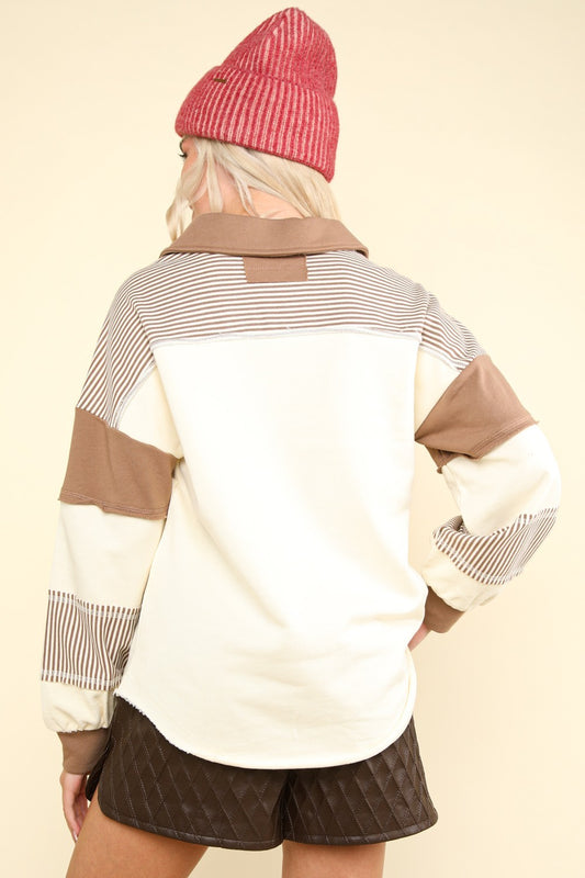 COLLARD CONTRAST IVORY SWEATER