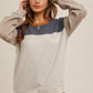 COLOR BLOCK FLEECE PULLOVER-L