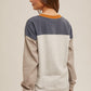 COLOR BLOCK FLEECE PULLOVER-L