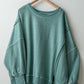 WASHED TEAL GREY SWEATER