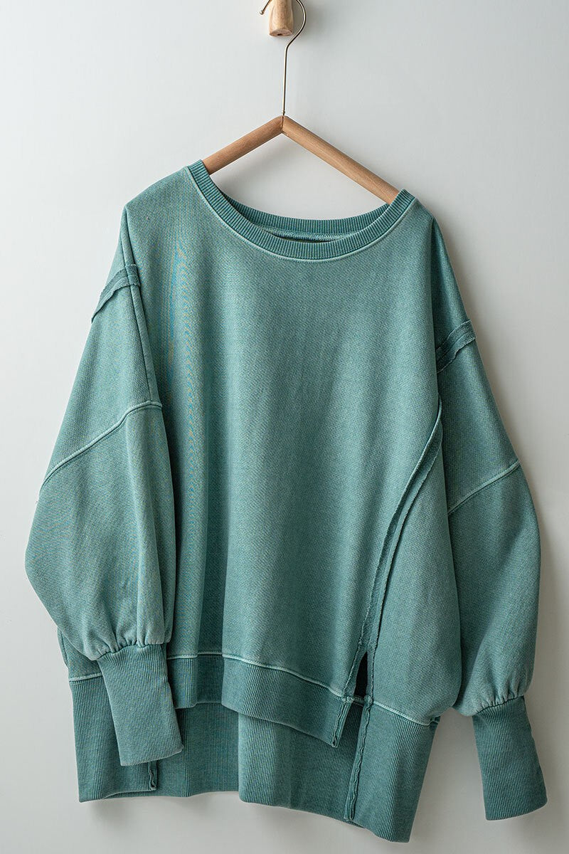 WASHED TEAL GREY SWEATER