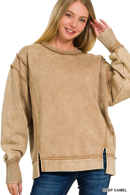 MINERAL WASH CAMEL SWEATER