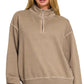 HALF ZIP MOCHA TOP