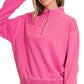 HALF ZIP HOT PINK TOP