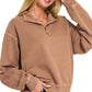 HALF ZIP DARK CAMEL TOP