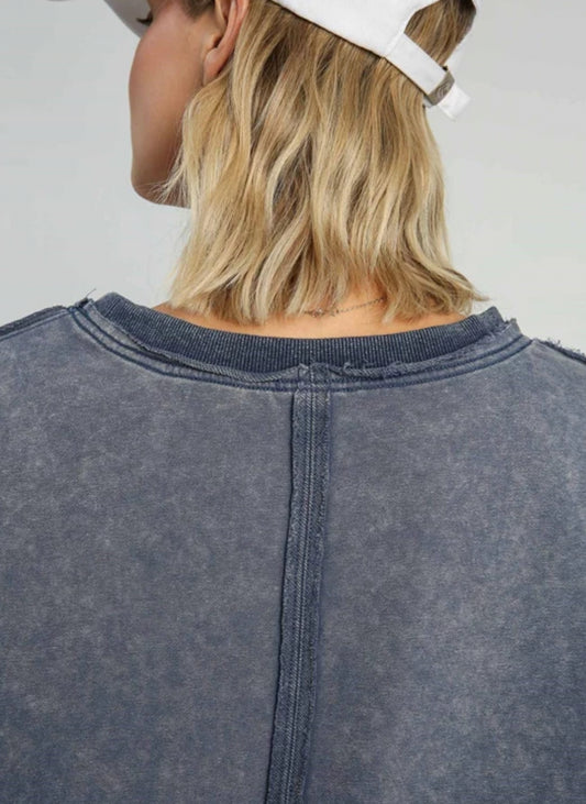 Washed Blue Boxy SS Top