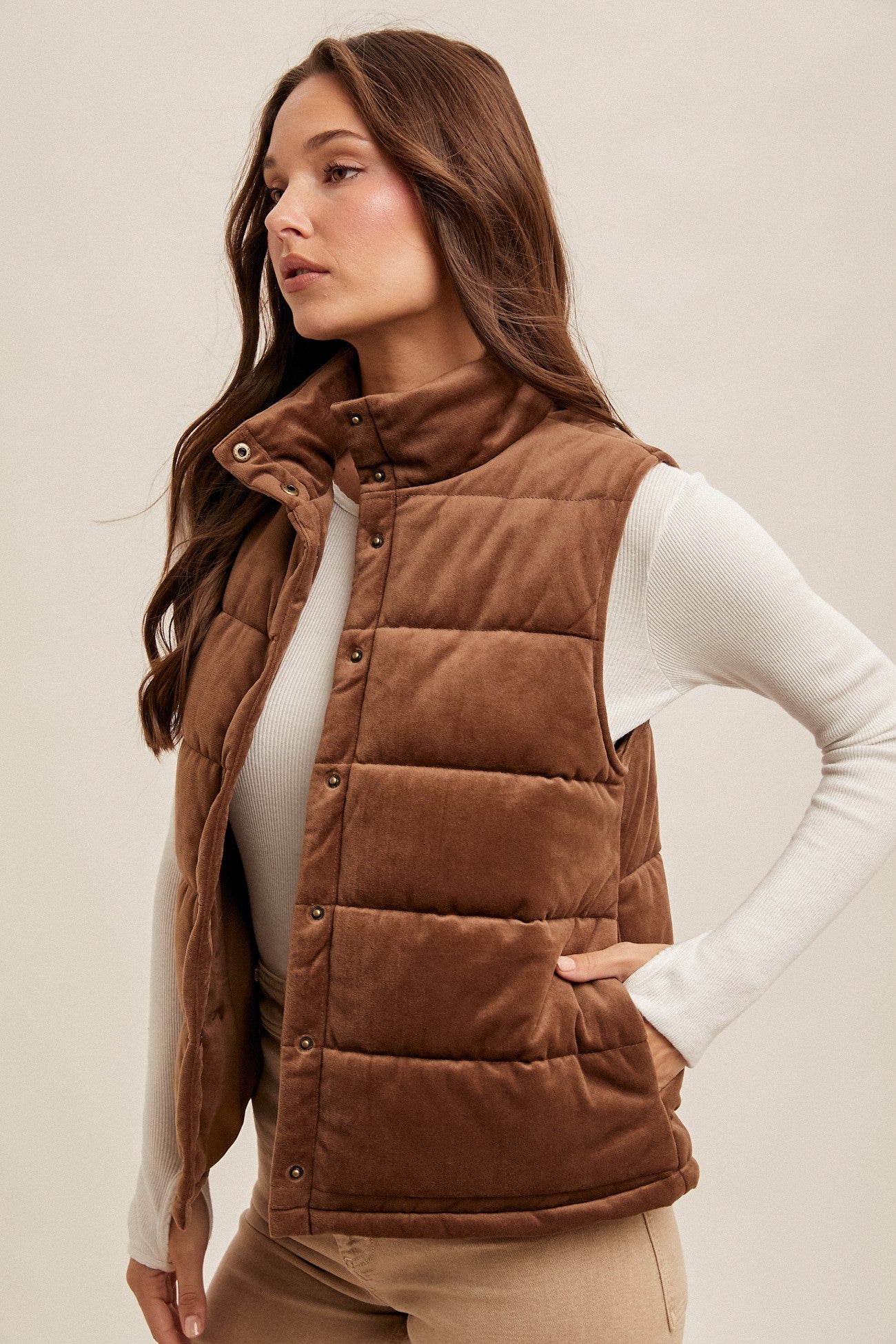 VELVET PADDED MOCHA VEST