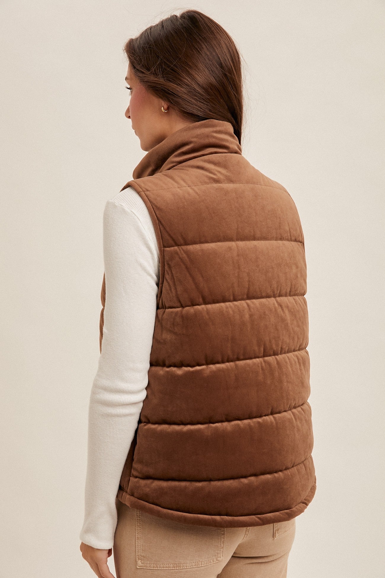 VELVET PADDED MOCHA VEST