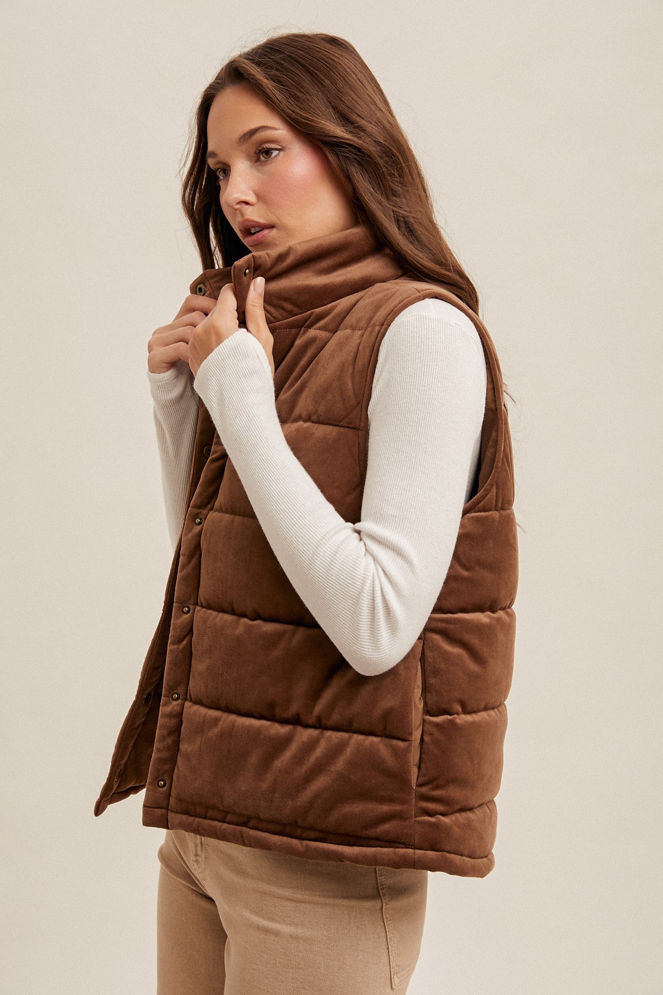 VELVET PADDED MOCHA VEST