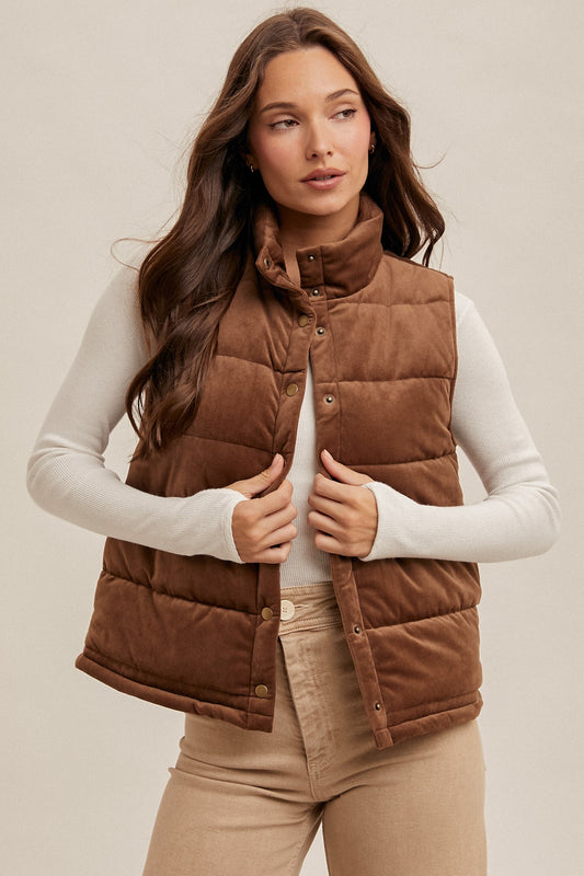 VELVET PADDED MOCHA VEST