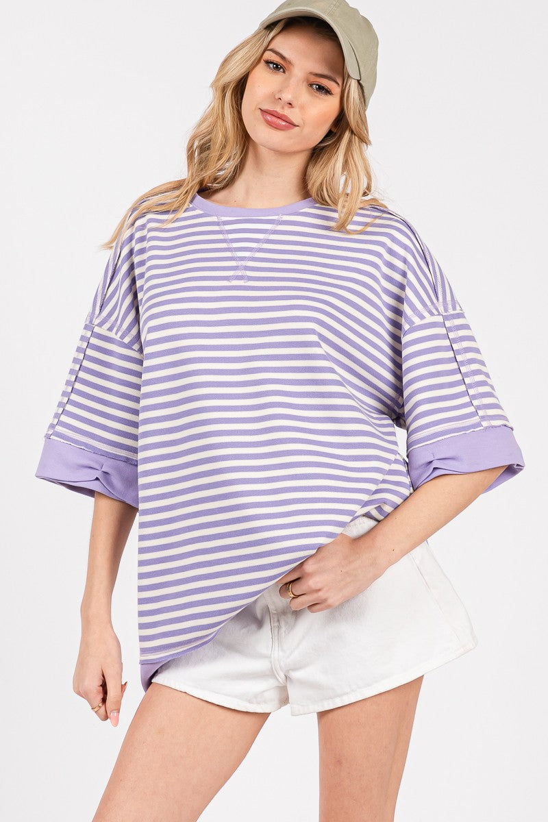 STRIPED OVERSIZED LILAC TOP