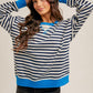 CREW NECK NAVY STRIPE LS