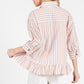 STRIPED RUFFLE TAUPE TOP