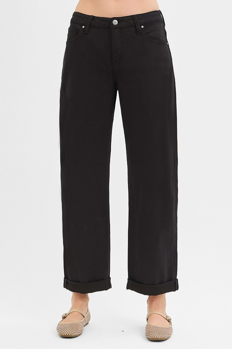 MR ANKLE BARREL BLACK JEAN