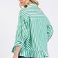 STRIPED RUFFLE GREEN TOP
