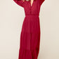 SOLID WINE WOVEN DRESS