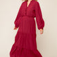 SOLID WINE WOVEN DRESS