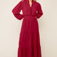 SOLID WINE WOVEN DRESS