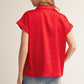 SATIN BUTTON RED TOP