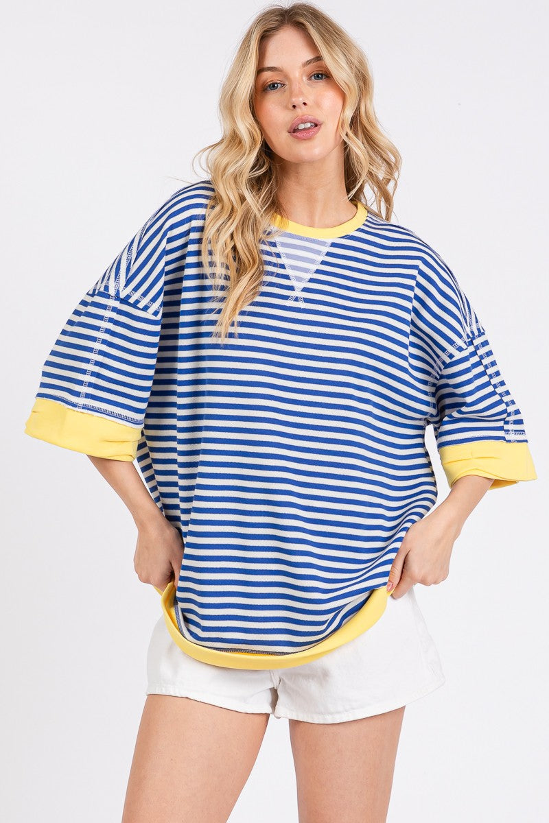 STRIPED OVERSIZED ROYAL TOP