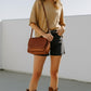 TAUPE SWEATER SS TOP