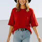 RED SWEATER SS TOP