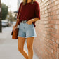 BURGUNDY SWEATER SS TOP