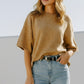 TAUPE SWEATER SS TOP