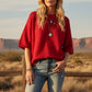 RED SWEATER SS TOP