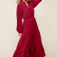 SOLID WINE WOVEN DRESS