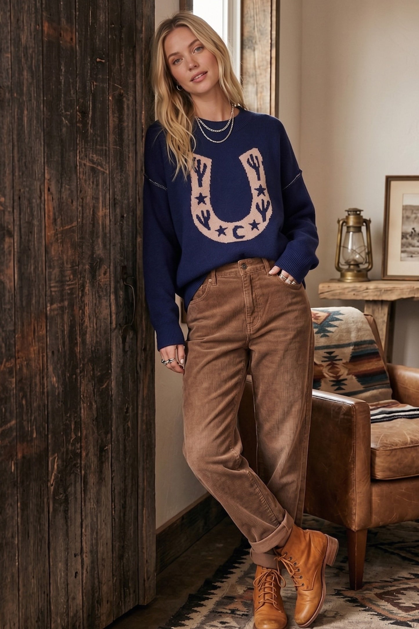 HORSESHOE NAVY SWEATER