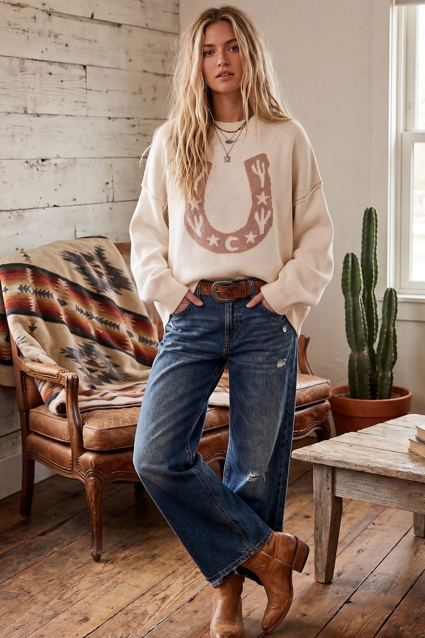 HORSESHOE CREAM SWEATER