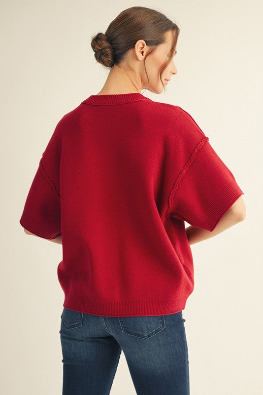 SWEATER SS RED TOP