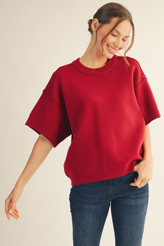 SWEATER SS RED TOP
