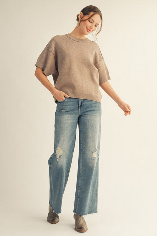SWEATER SS MOCHA TOP