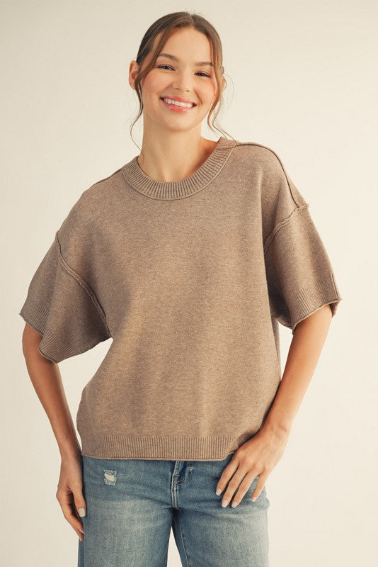 SWEATER SS MOCHA TOP