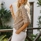 TAUPE STRIPED KNIT SS TOP