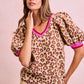 LEOPARD PUFF SLEEVE TOP