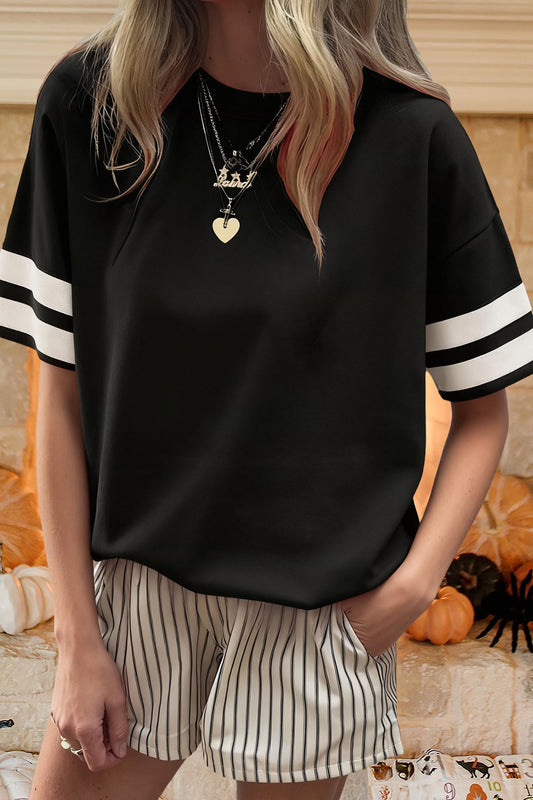 VARSITY BLACK STRIPE TOP