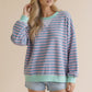 STRIPE CREW NECK TEAL/BLUSH/SEAFOAM TOP