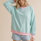 STRIPE CREW NECK MINT/FUCHSIA TOP