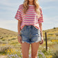 PINK STRIPED RELAXED TOP