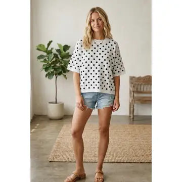 POLKA DOT KNIT WHITE/BLACK TOP (Copy)