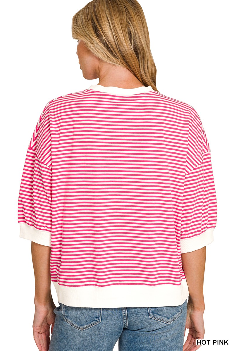 STRIPED BANDED HOT PINK TOP