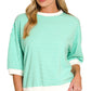 STRIPED BANDED MINT TOP