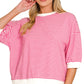STRIPED BANDED HOT PINK TOP